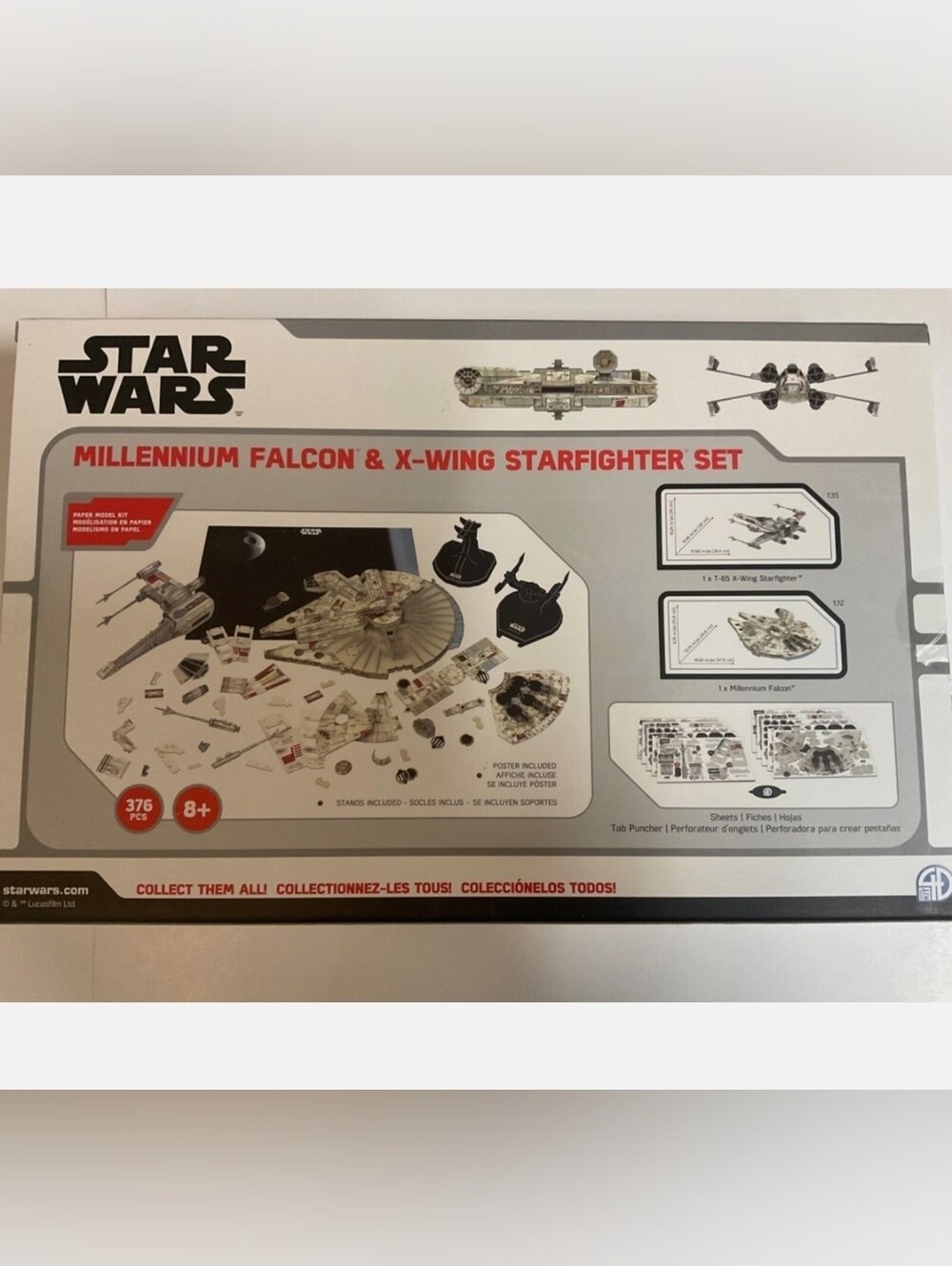 (Ew)Disney Star Wars Millennium Falcon & X-Wing Starfighter Set Paper Model Kit